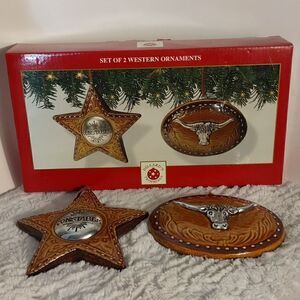 New Dillards Western Christmas Ornaments (Set of 2)
